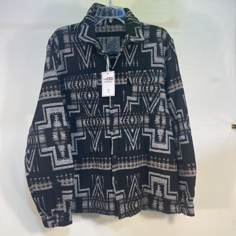 VIEWON Aztec Southwest Shacket  Unisex S Cotton Blend Button Up Retro Western